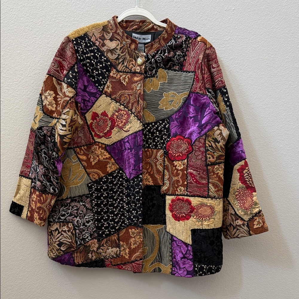 Vintage Patchwork Women's Blazer - Multicolor